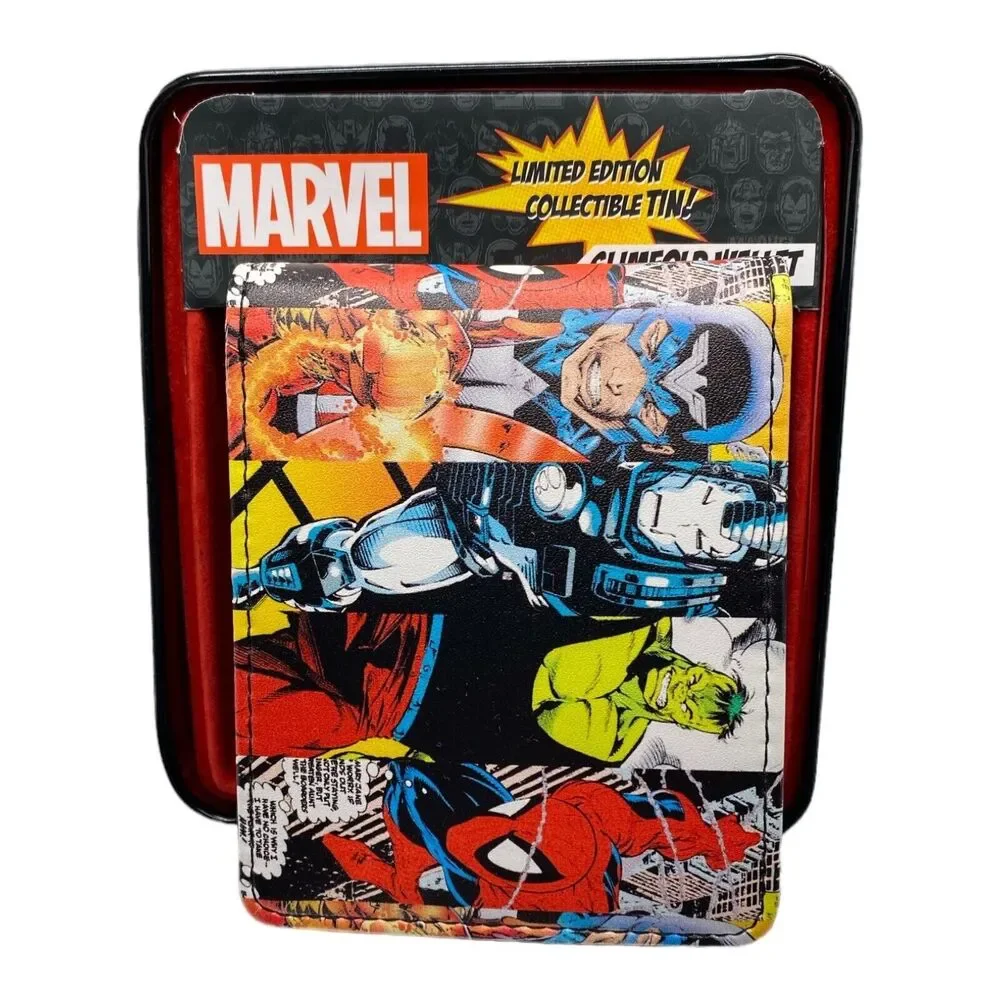 Marvel Comics Limited Edition Men's Retro Superhero Comic Book Slimfold Wallet.